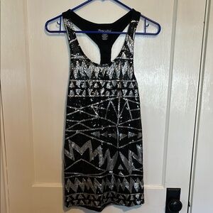 Rachael and Chloe Black and Silver Sequin Tank Top